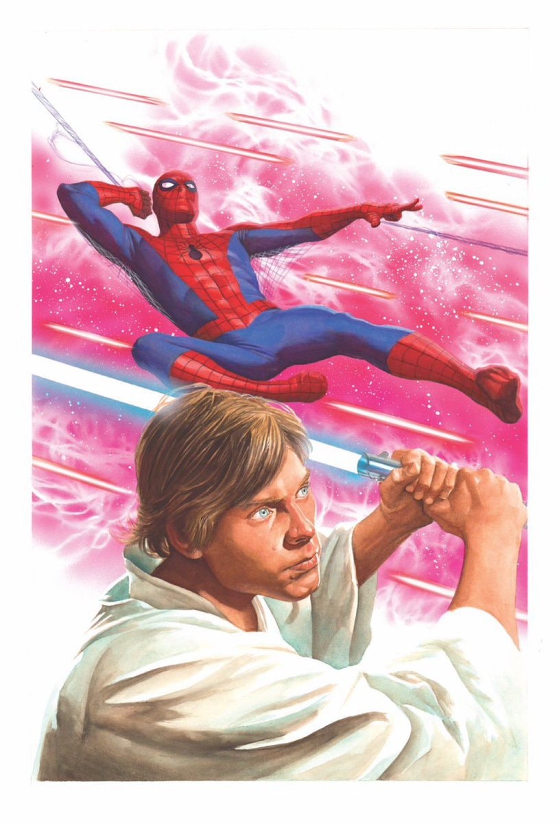 Luke Skywalker and Spider-Man crossover art by Alex Ross