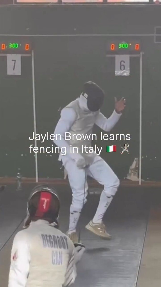 Jaylen Brown fencing in Italy