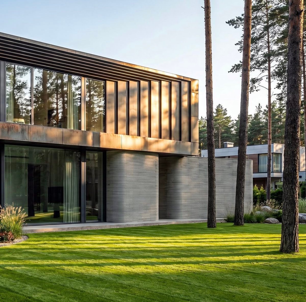 modern rusted metal two story house (photo 2 of 2)