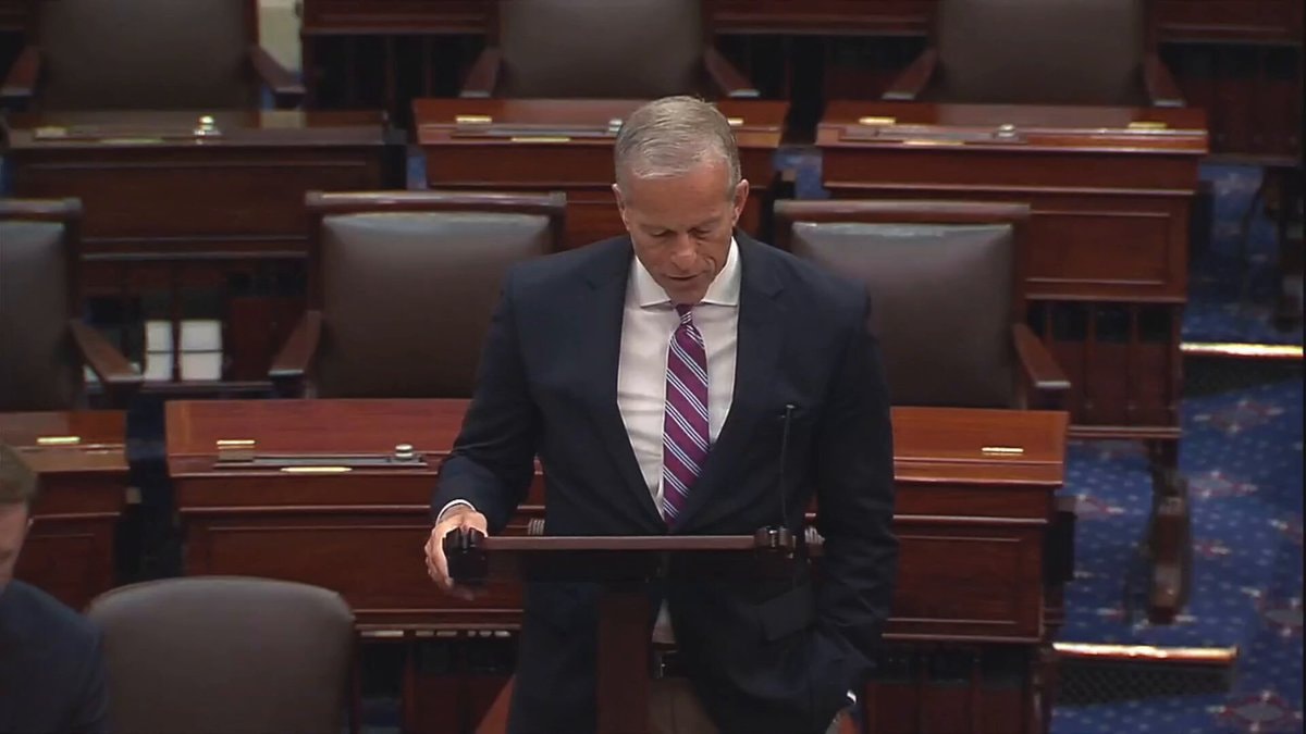 John Thune walks out after recess