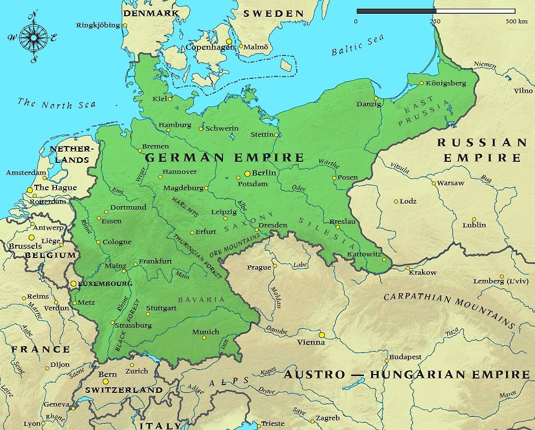 German Empire 1914 map