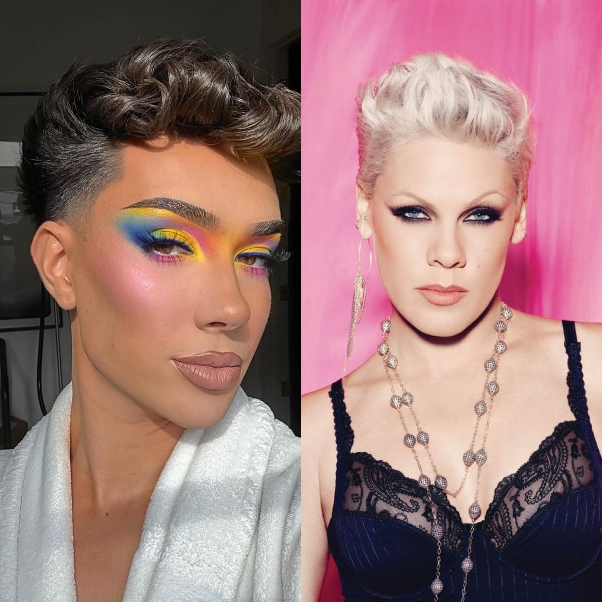 James Charles and P!nk split screen
