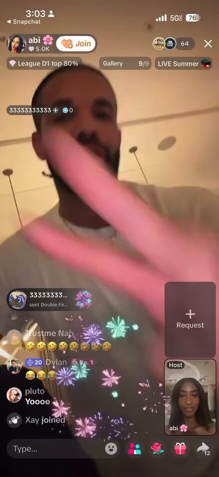 Drake joins fan TikTok Live