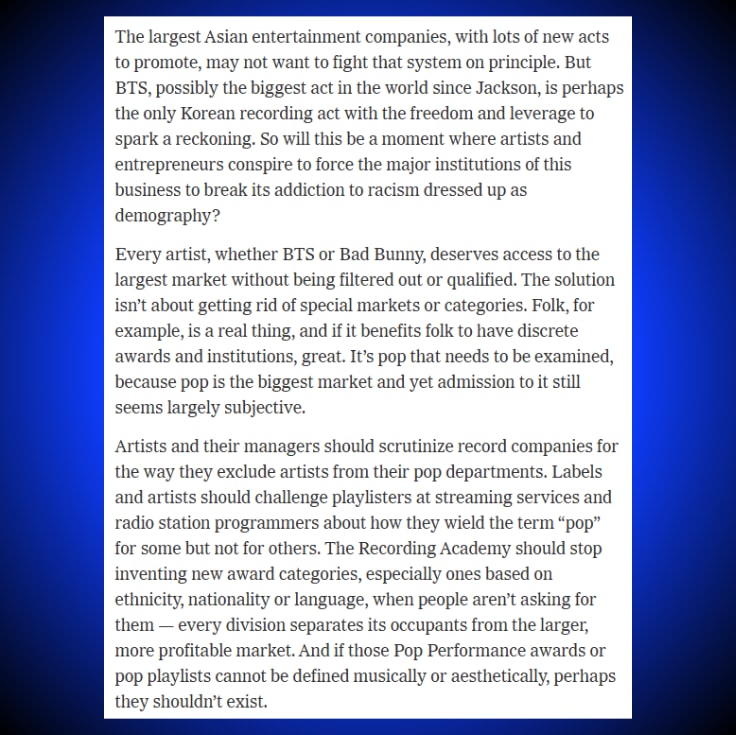BTS Grammy withdrawal New York Times (photo 2 of 2) BTS Grammy withdrawal New York Times (photo 2 of 2)