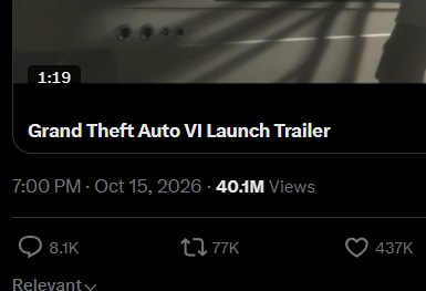 GTA 6 launch trailer view counts