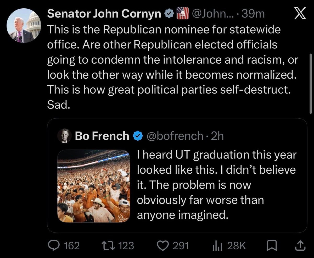 John Cornyn questions Republicans on Bo French John Cornyn questions Republicans on Bo French