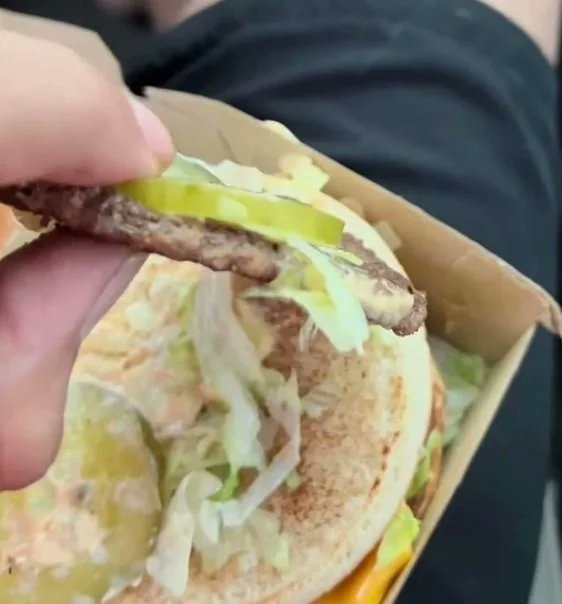 McDonald's burger with thick pickle