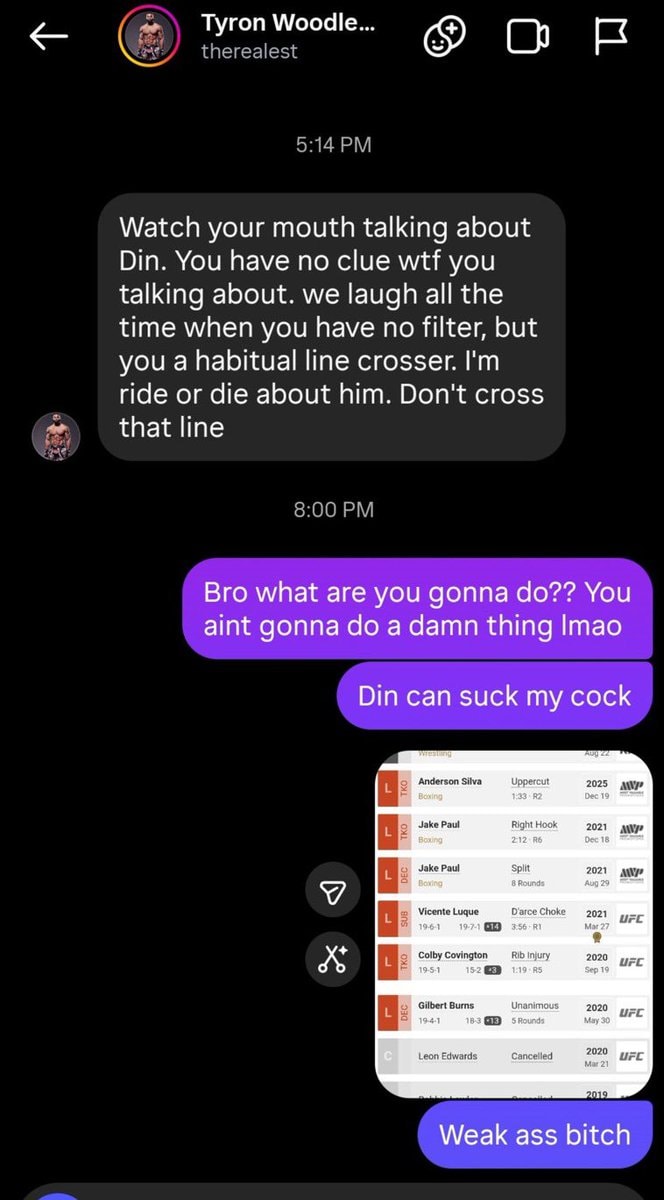Sean Strickland Tyron Woodley DM