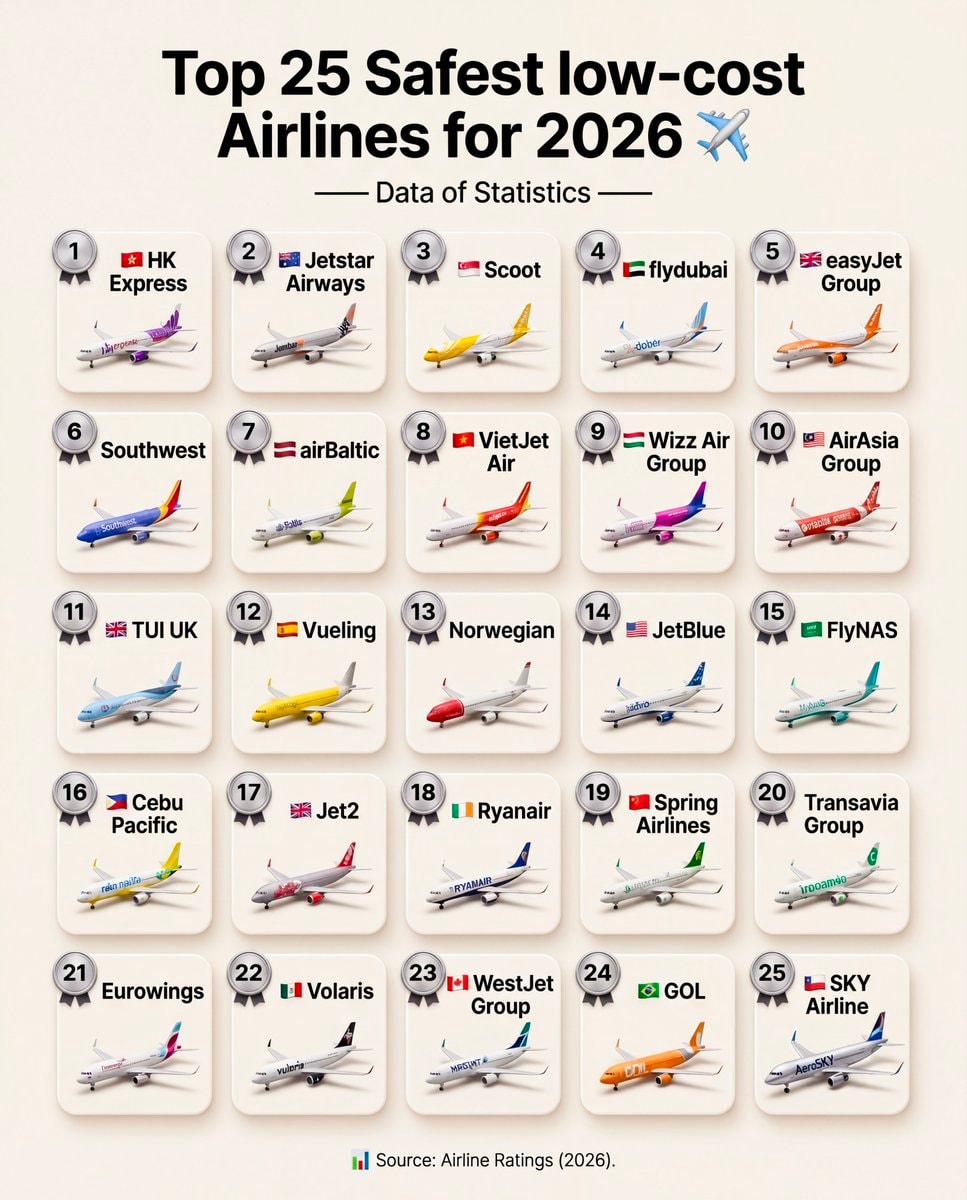 Top 25 Safest low-cost Airlines for 2026