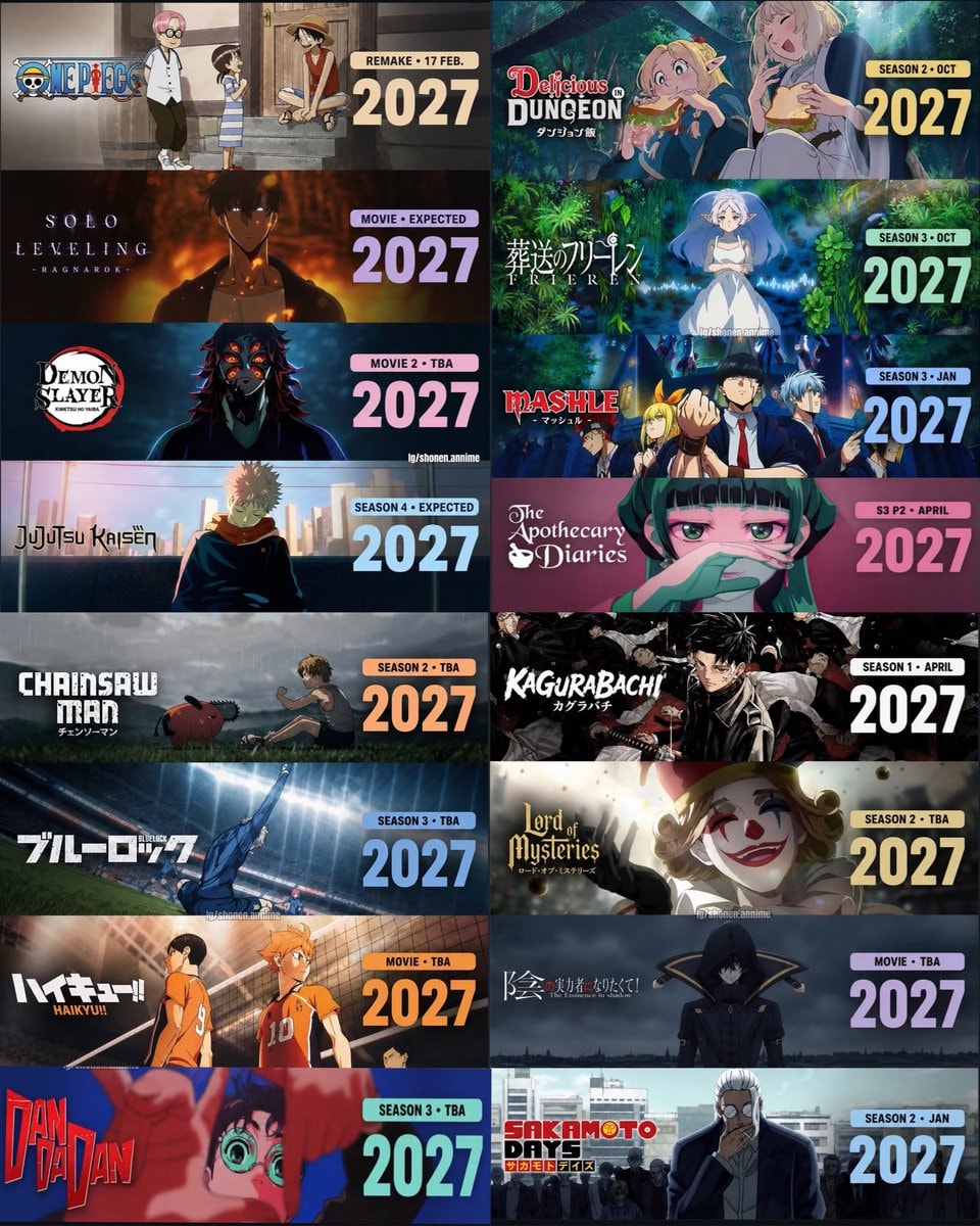 2027 anime release schedule