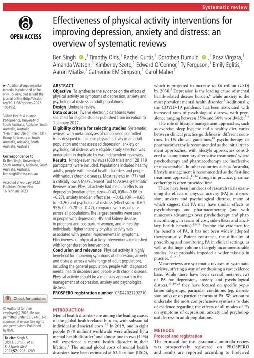 Physical activity interventions for depression and anxiety