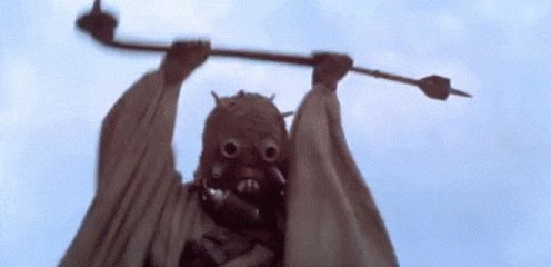 Tusken Raider swinging gaff stick
