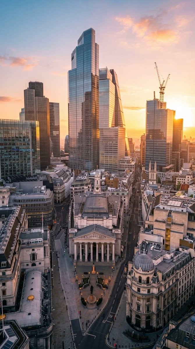 London UK golden hour skyline