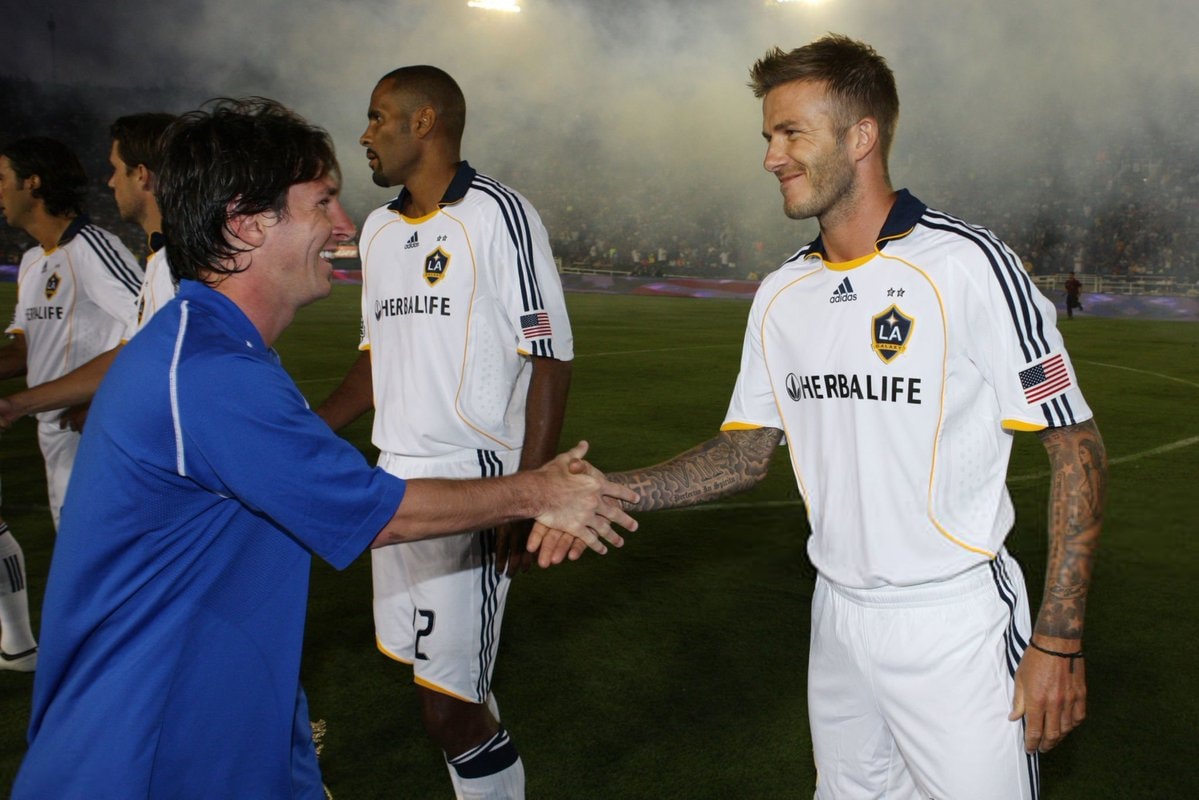 David Beckham Lionel Messi FC Barcelona LA Galaxy David Beckham Lionel Messi FC Barcelona LA Galaxy