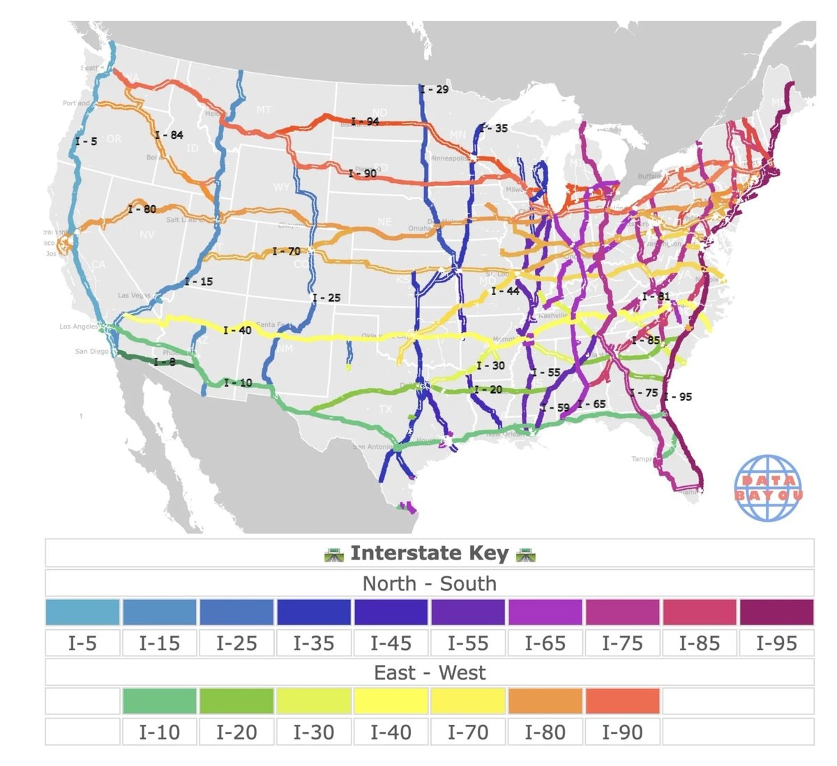 U.S.A. Interstate Highway System map U.S.A. Interstate Highway System map