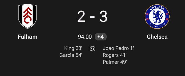 Fulham vs Chelsea final score