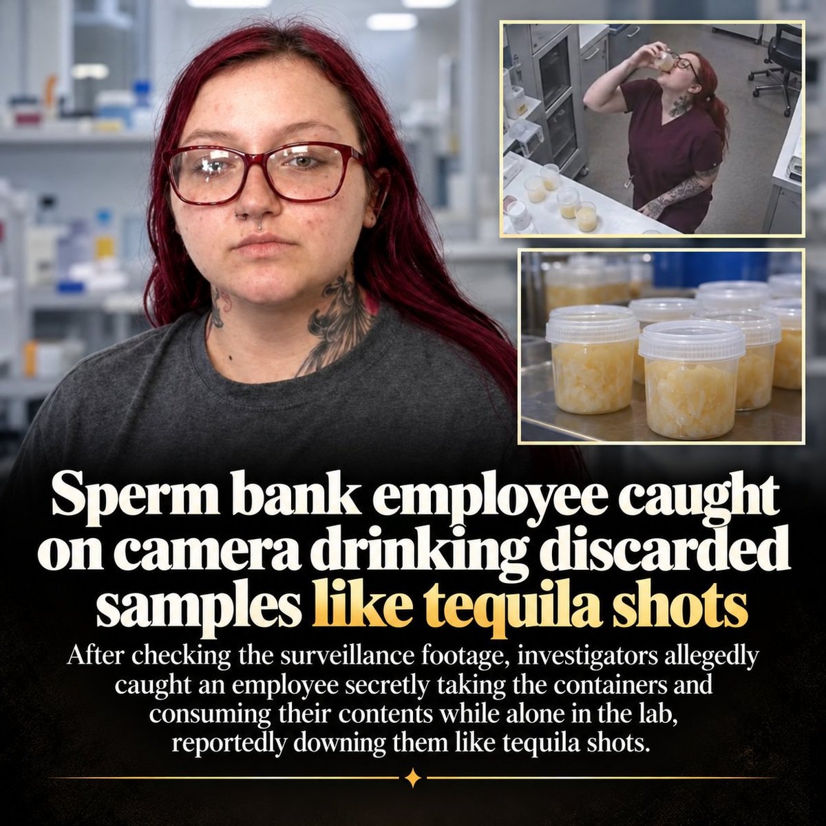 Sperm bank employee drinking samples Sperm bank employee drinking samples