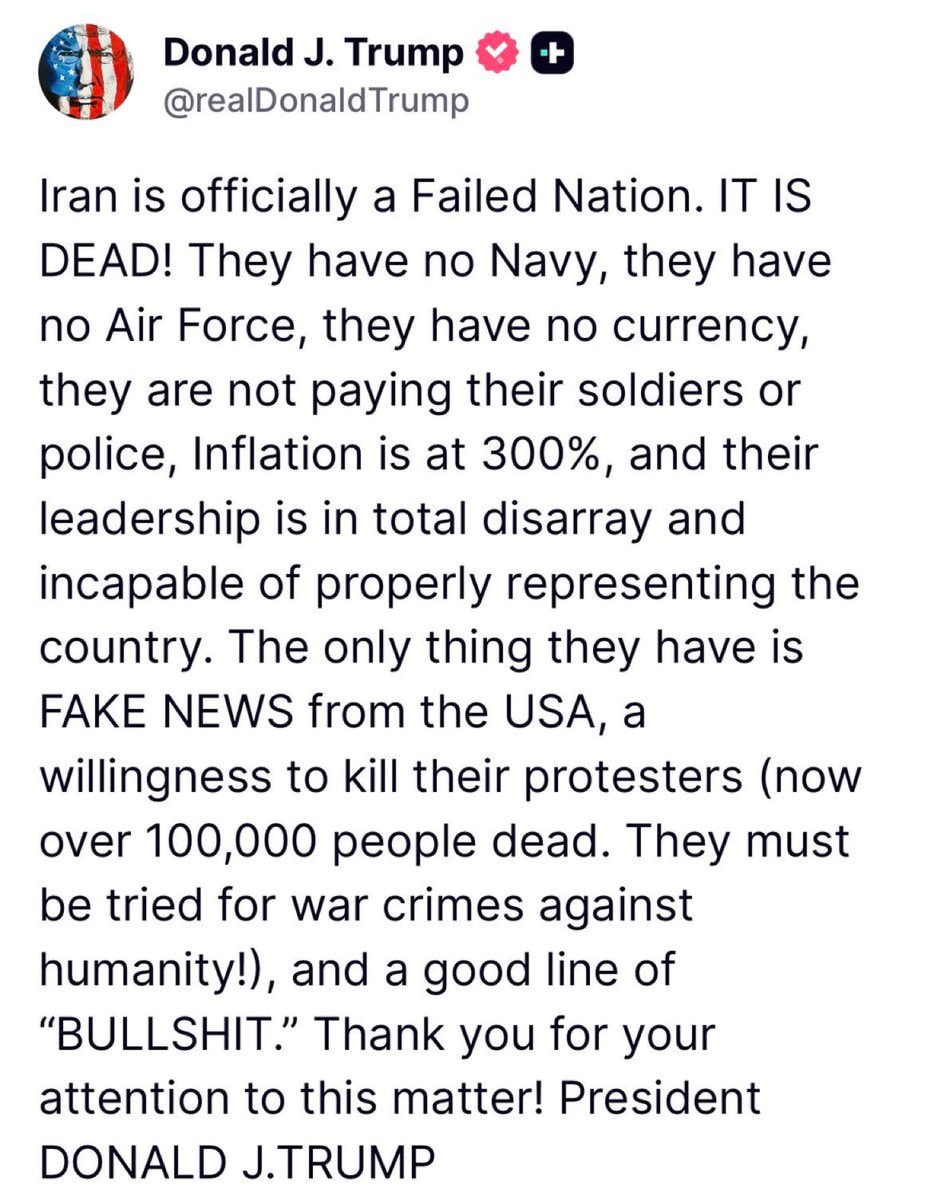 Donald J. Trump on Iran status