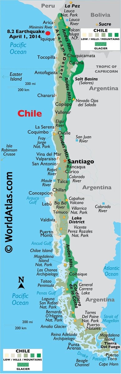 Chile map with facts