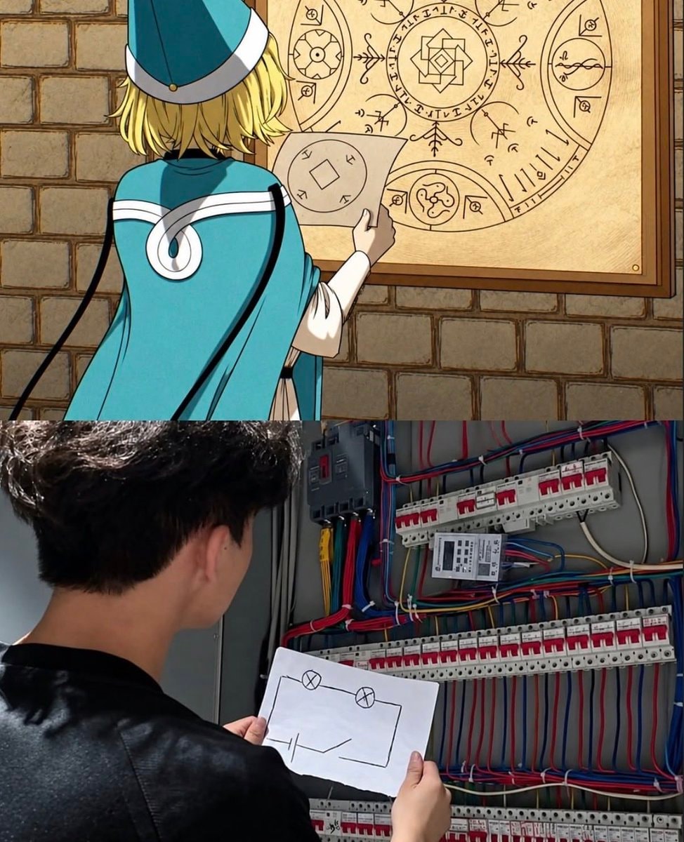 anime character vs electrical panel