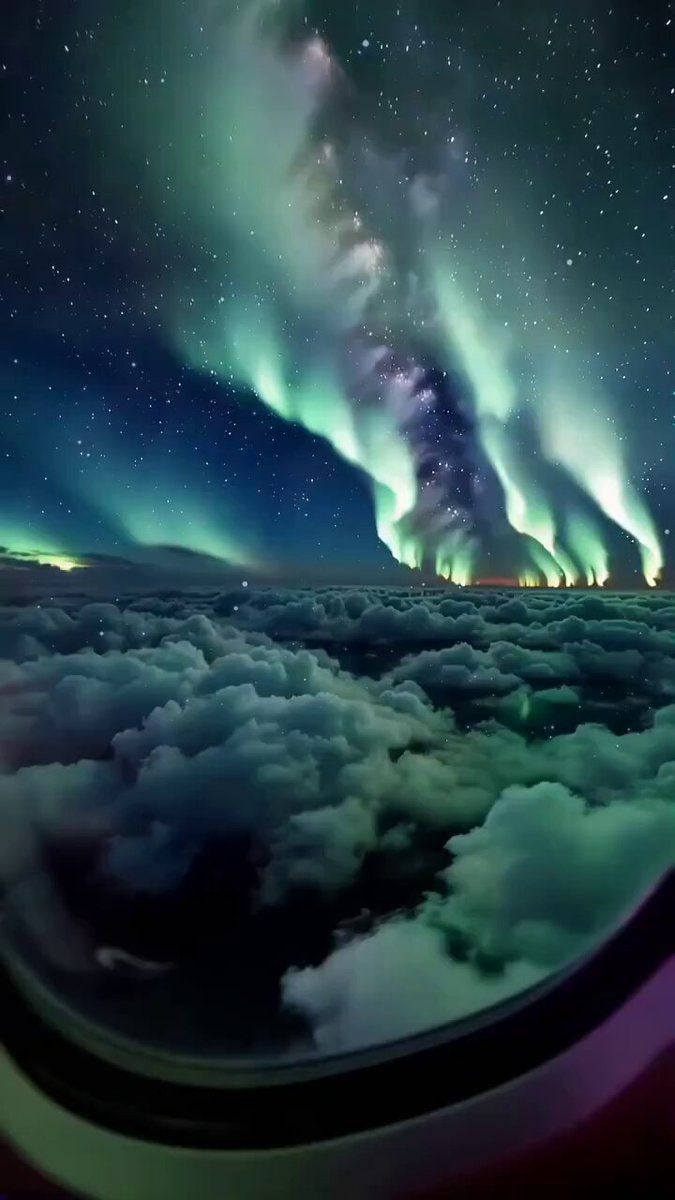 Aurora and Milkyway from Aeroplane