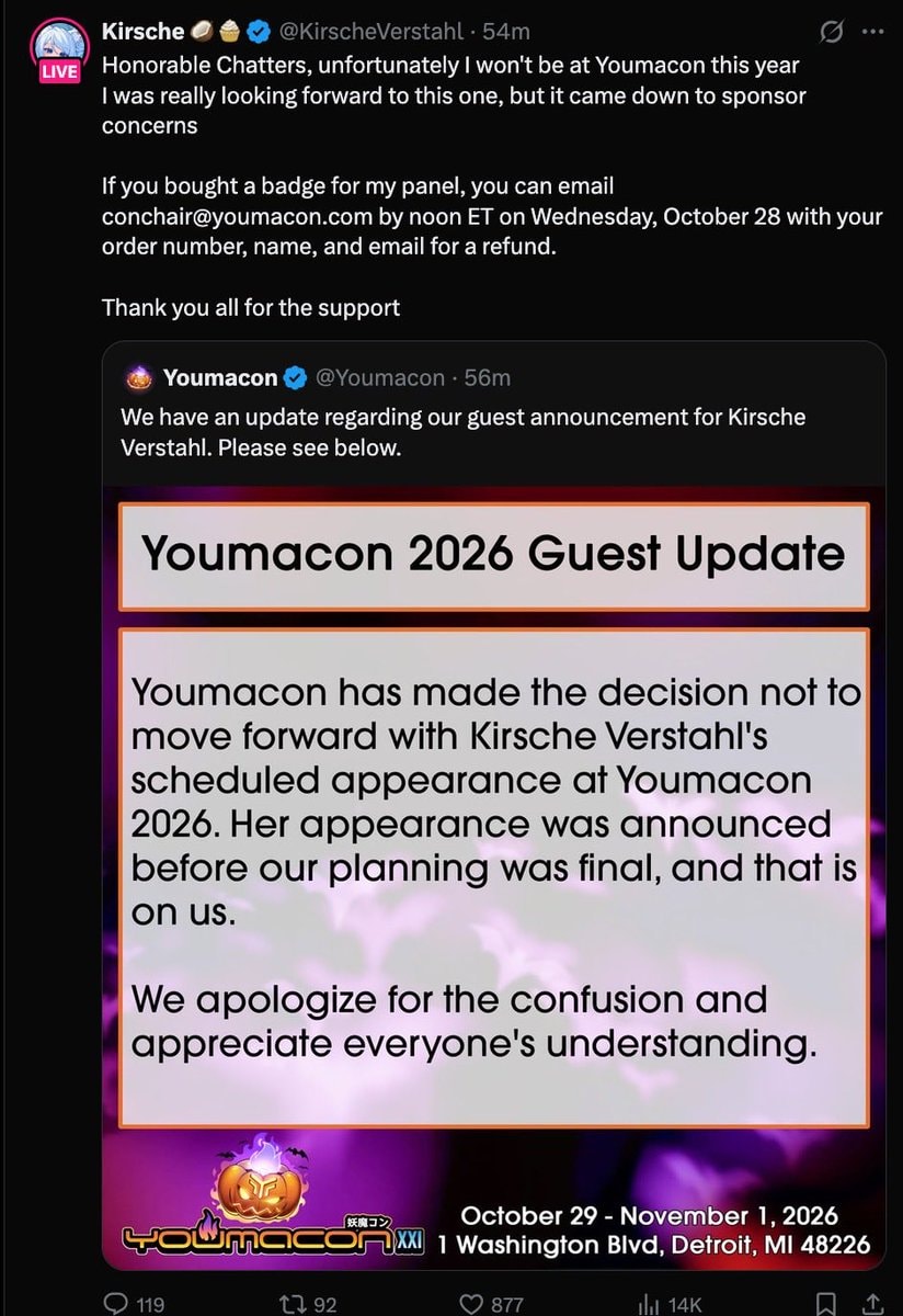Kirsche Youmacon removal