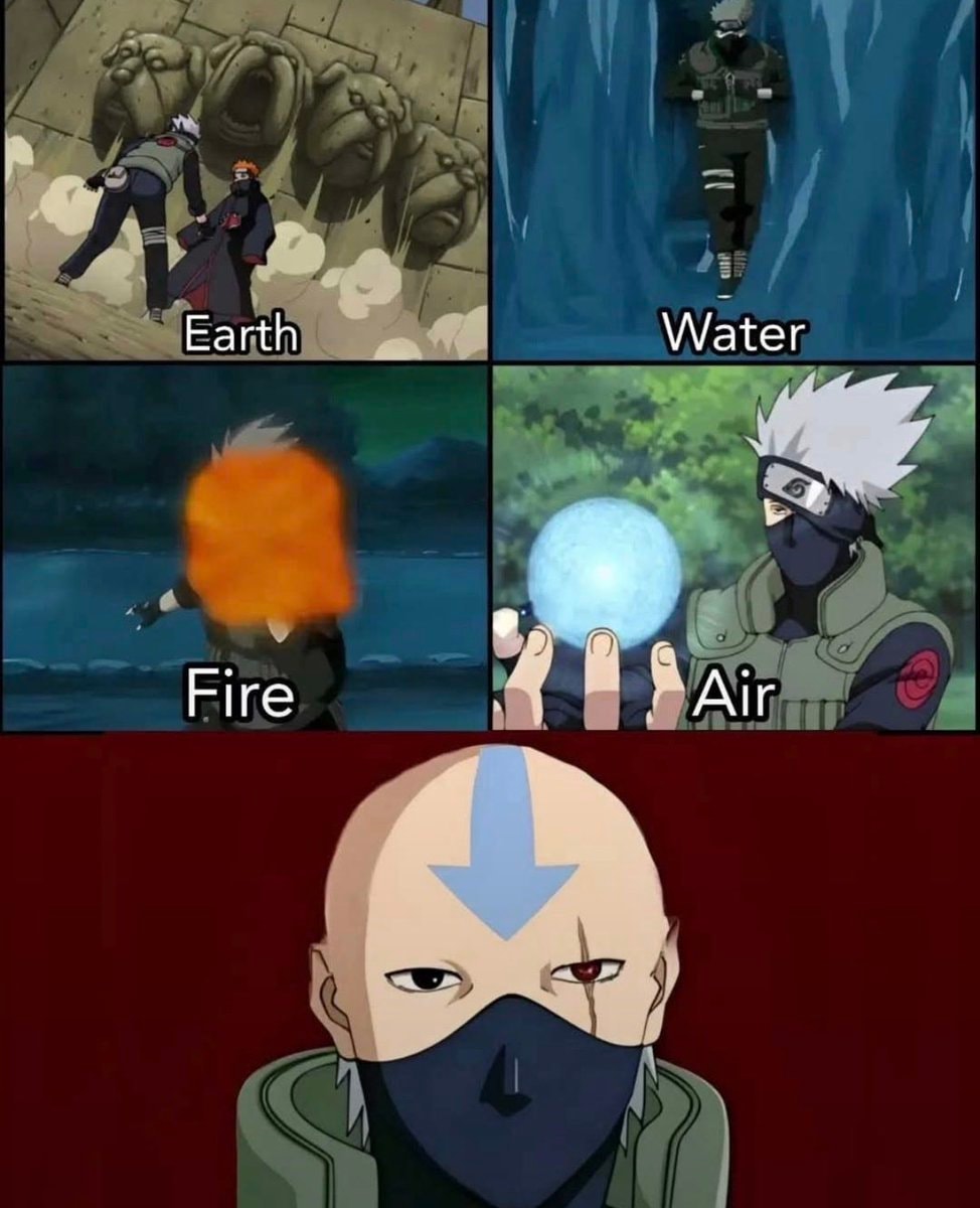 Naruto Kakashi Avatar Earth Water Fire Air Sharingan