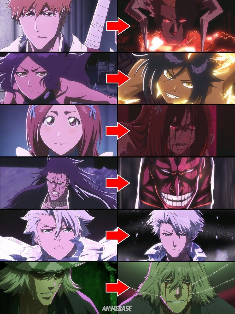 anime character transformation contrast