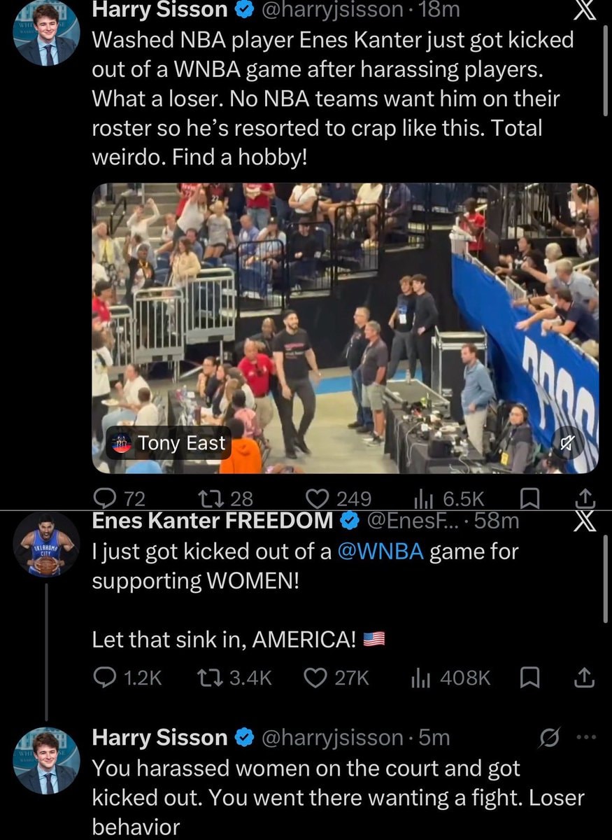 Harry Sisson vs Enes Kanter Freedom dispute