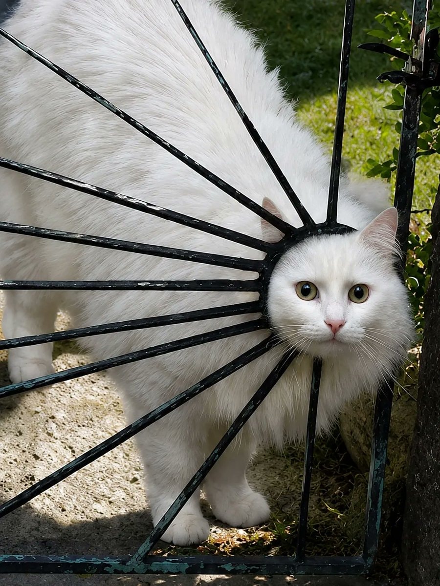 cat peeking through gate (photo 2 of 2)