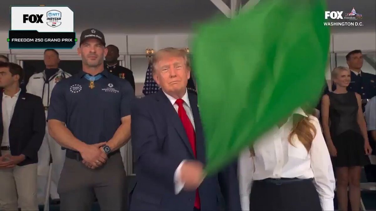 Trump waves green flag at Freedom 250