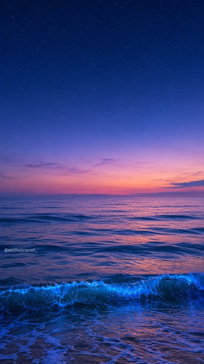 glowing blue wave at twilight
