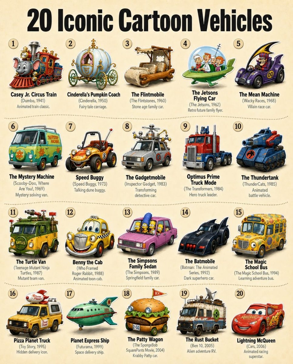 20 Iconic Cartoon Vehicles