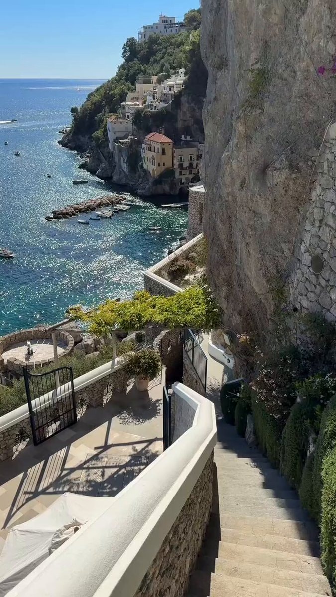 Cliffside village stone staircase