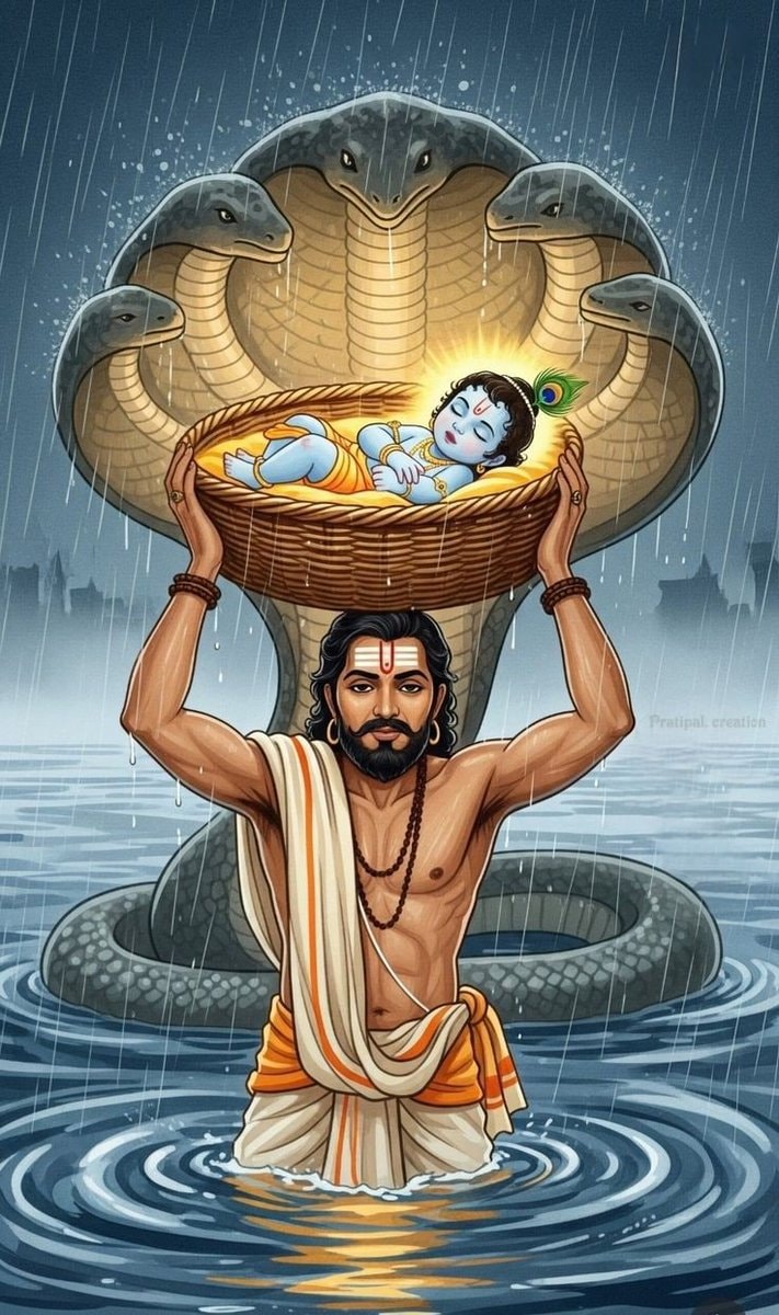 Father protecting Lord Shri Krishna