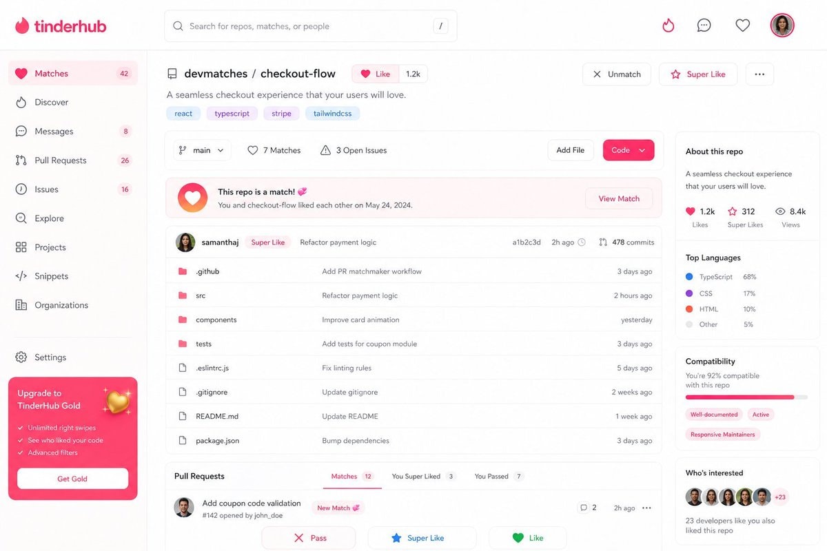 TinderHub GitHub match