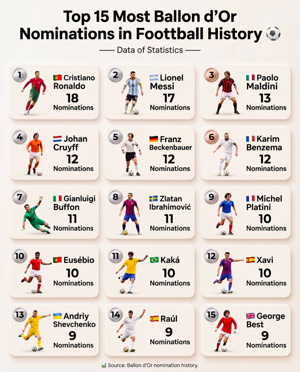 Top 15 Ballon d'Or Nominations