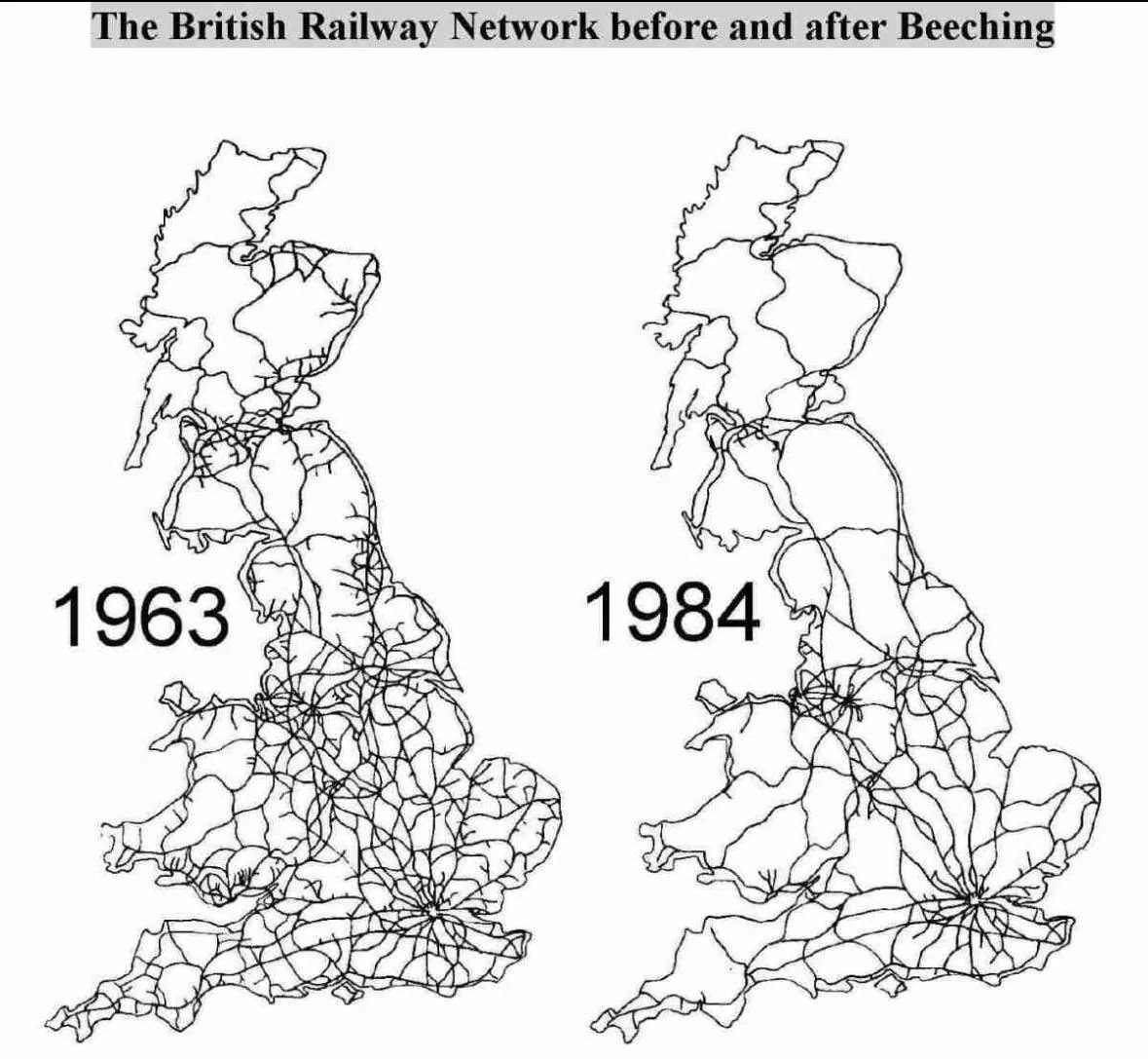 Britain railways 1963 vs 1984 Britain railways 1963 vs 1984