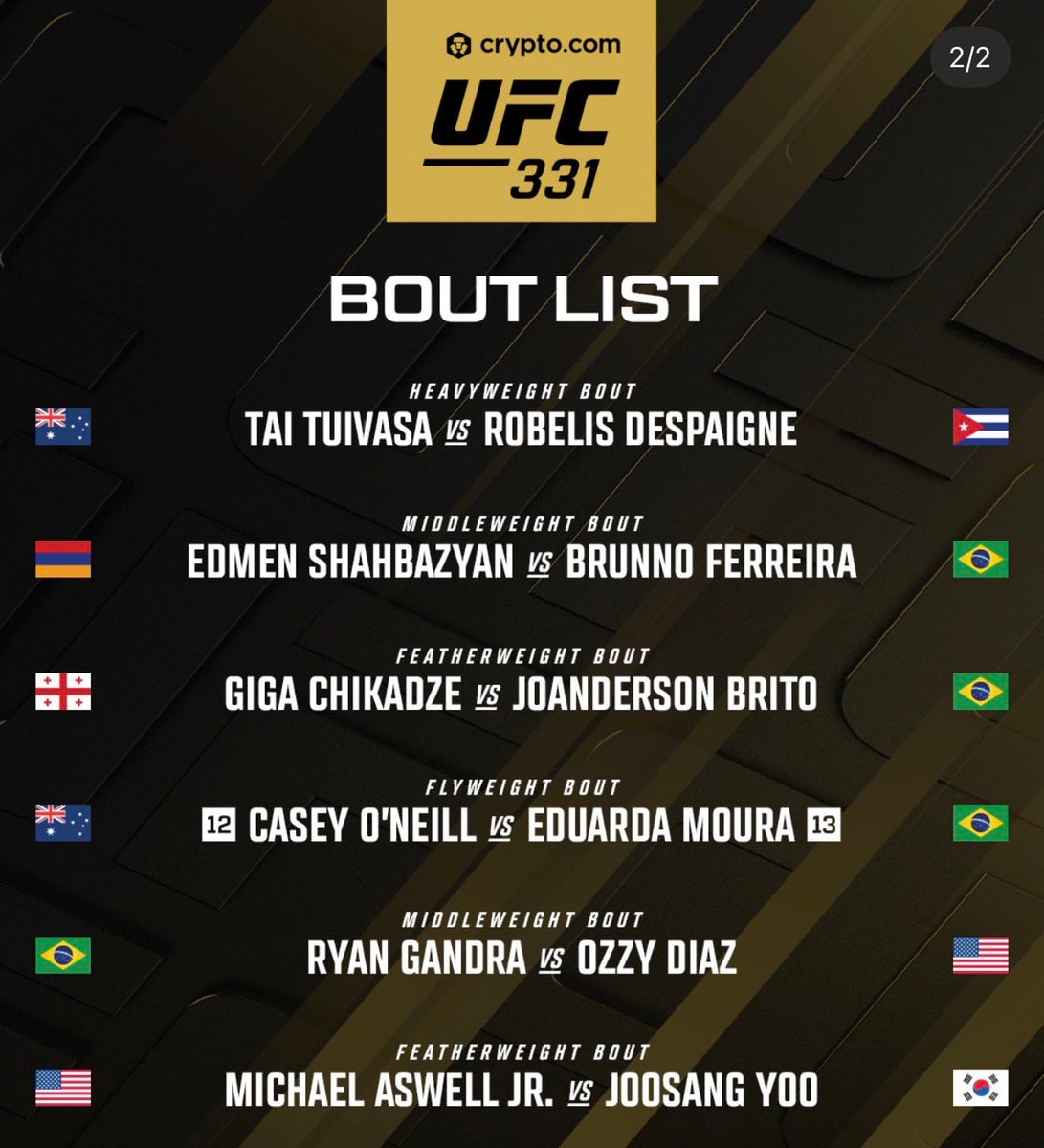 UFC 331 full card (photo 2 of 2)