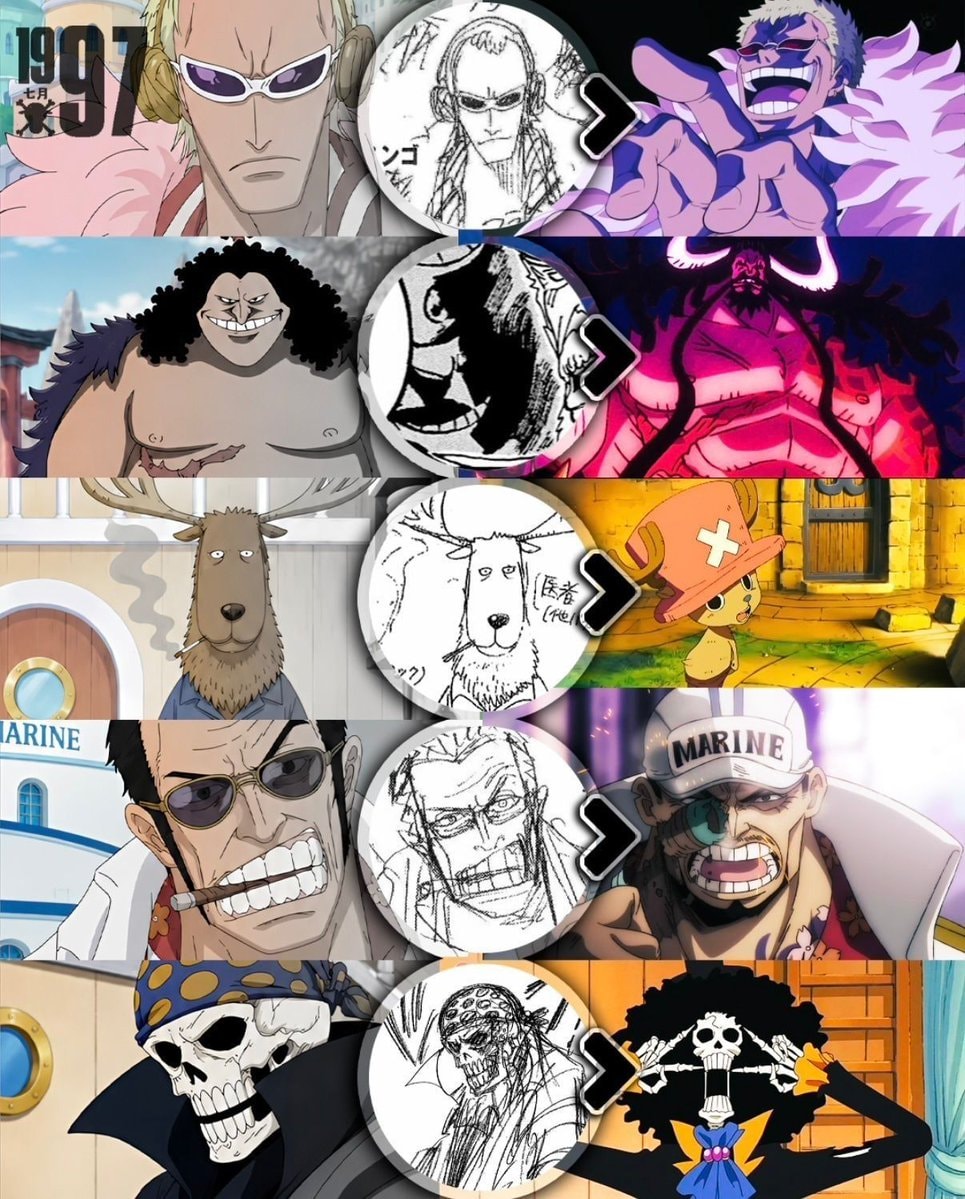 One Piece Original Designs vs Final Designs One Piece Original Designs vs Final Designs
