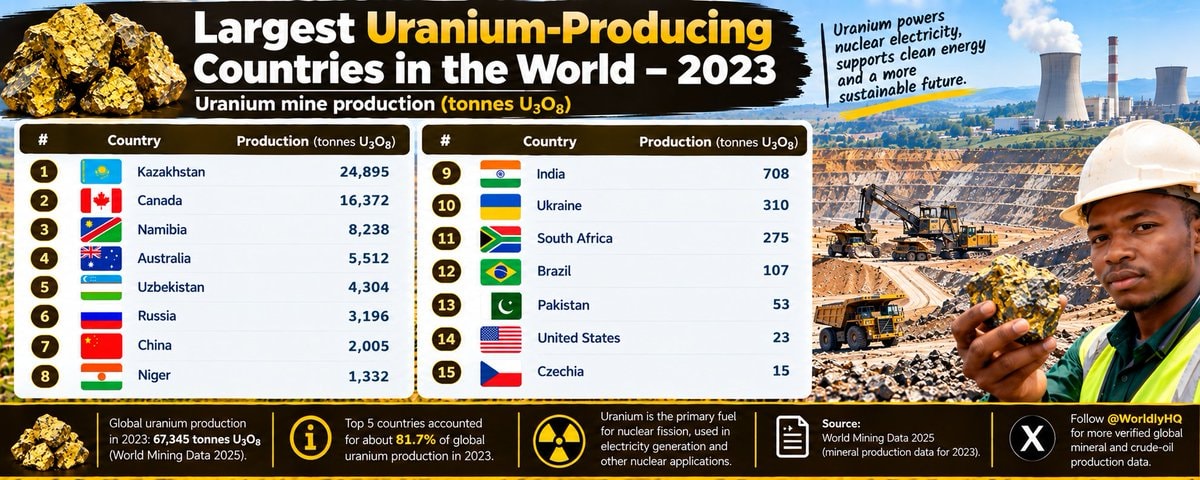 Largest Uranium-Producing Countries 2023 Largest Uranium-Producing Countries 2023