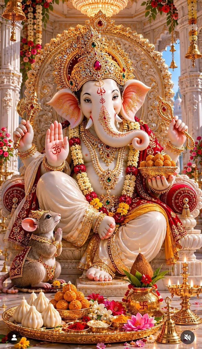 Ganesha statue with devotional salutation