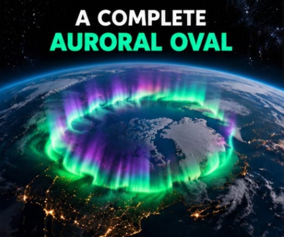 Complete auroral oval over Earth 💚💜