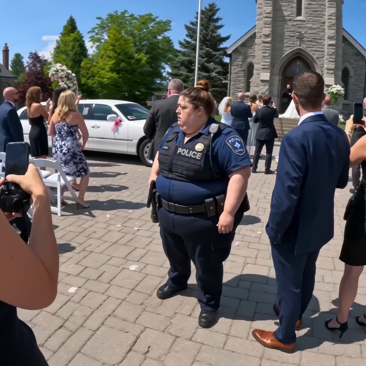 Cop in uniform at wedding
