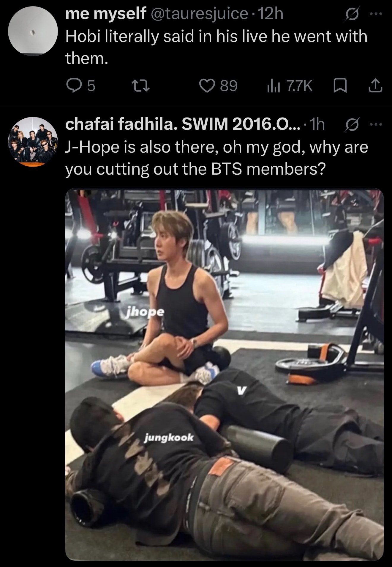 jhope jungkook v gym moment (photo 3 of 3)
