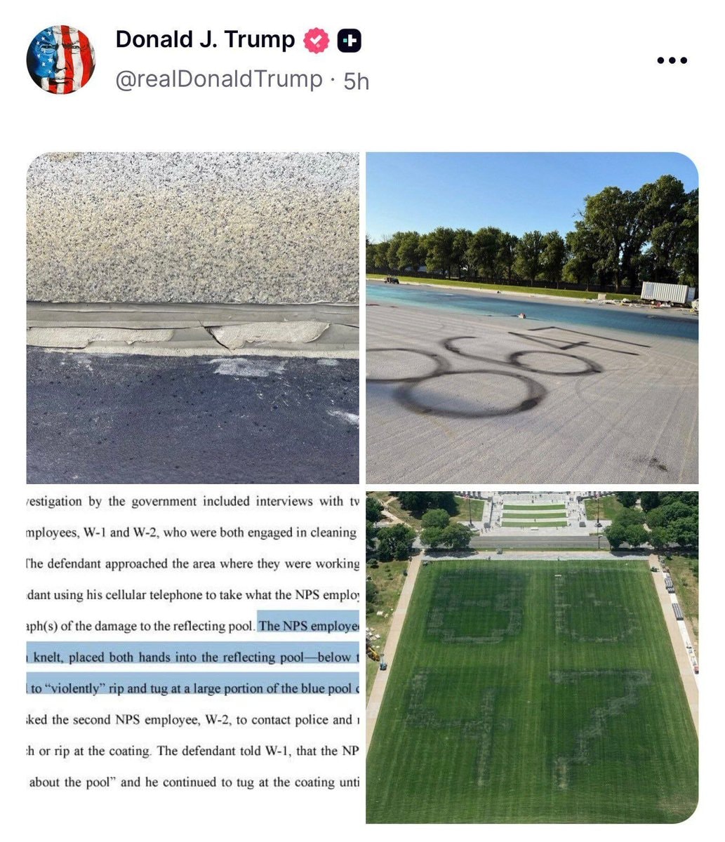 Donald J. Trump reflecting pool damage post Donald J. Trump reflecting pool damage post