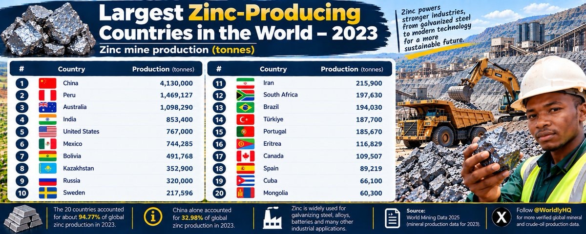 Largest Zinc-Producing Countries 2023 Largest Zinc-Producing Countries 2023