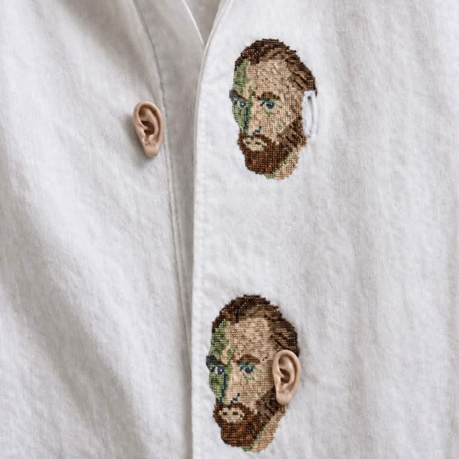 Van Gogh embroidered garment with detached ears