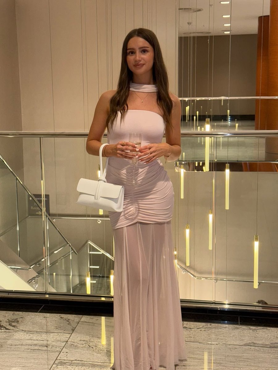 Katie Hill in pink gown