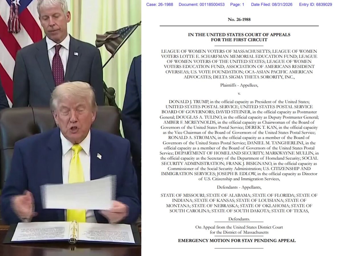 Trump appeals USPS ballot rules to First Circuit